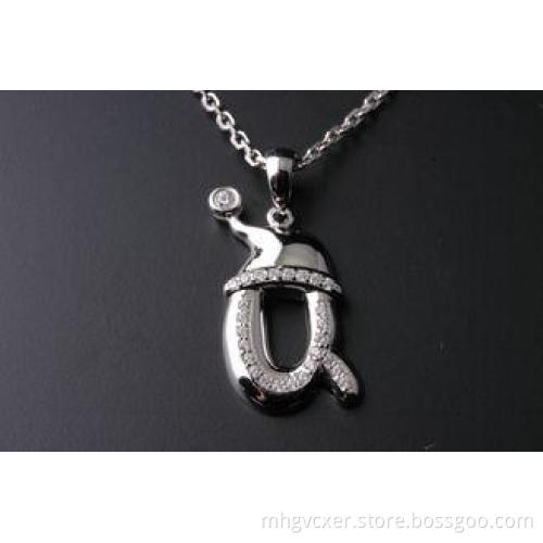 Small Silver micro setting CZ Pendant jewelry 2.40g for lad